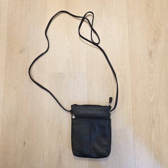 Ili New York Black Genuine Leather Minimalist Rectangle Crossbody Mini Sac Purse - Picture 2 of 6